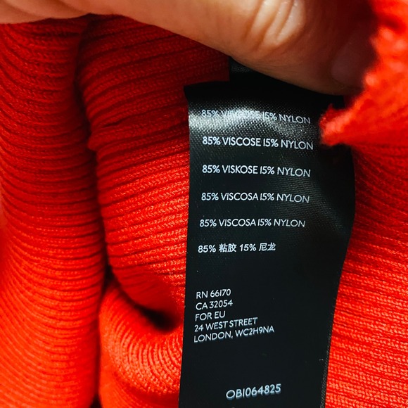 Anthropologie Red Ribbed Turtleneck Puff Shoulder Sweater Medium Long Sleeve - Picture 13 of 13